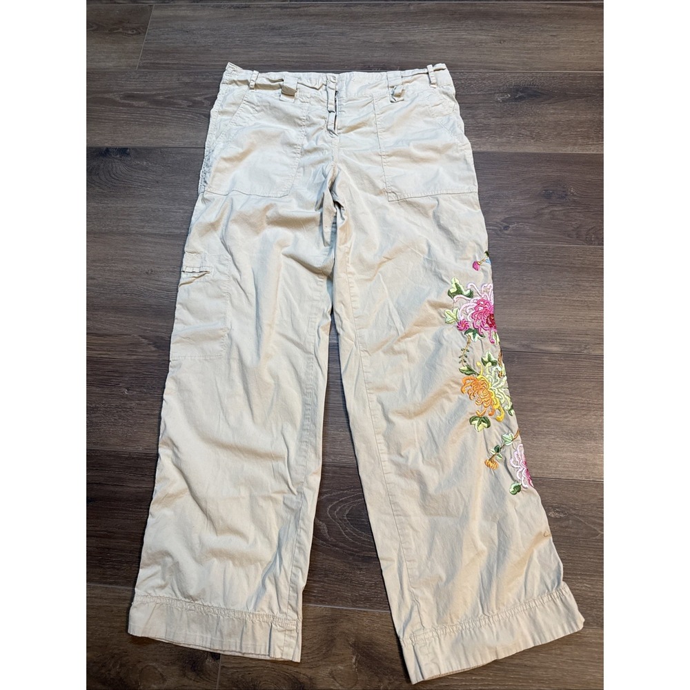 Y2K Johnny Was Cargo Pant Embroidered Floral Medium Grunge Barbie